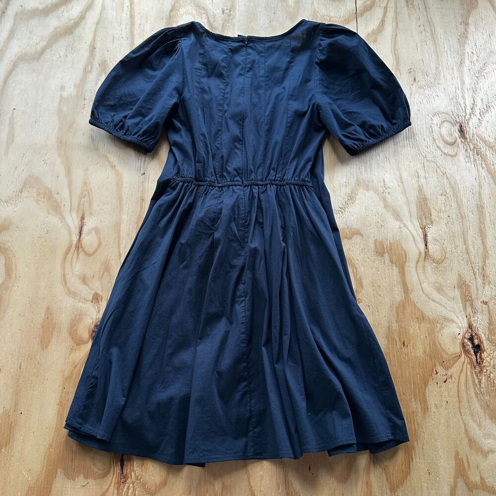 Scoop Navy Blue Peasant Mini Dress - Small